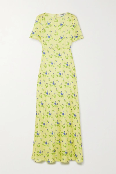 Shop Bernadette Jane Floral-print Silk-satin Maxi Dress In Yellow