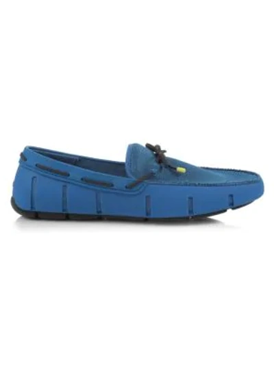 Shop Swims Men's Braided Lace Penny Loafers In Turkish Tile Navy Limelight