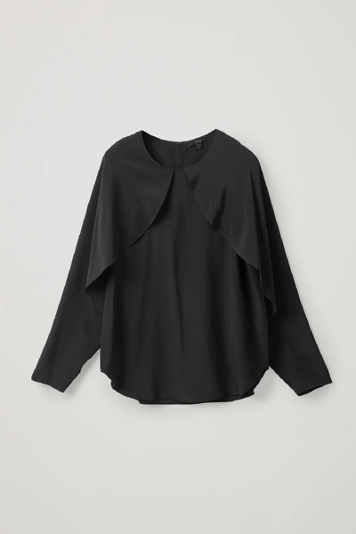 Shop Cos Silk Top With Open Sleeves In Black