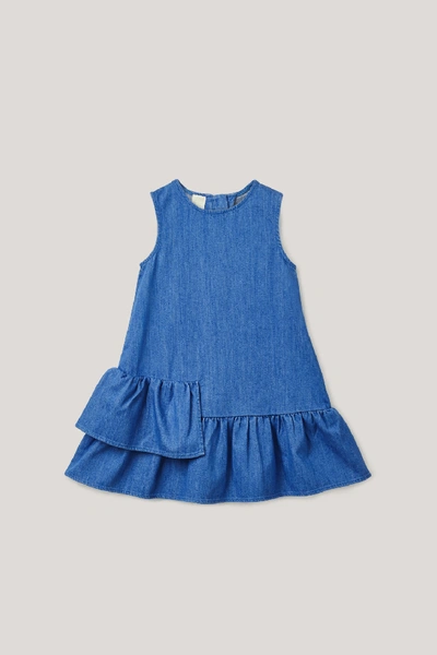 Shop Cos Denim Dress With Frills In Blue
