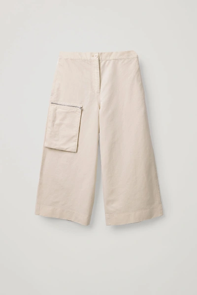 Shop Cos Cotton-linen Detachable-pocket Culottes In Beige