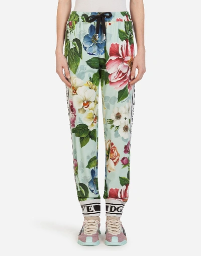 Shop Dolce & Gabbana Cady Jogging Pants With Floral Ombre Print In Floral Print