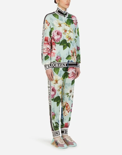 Shop Dolce & Gabbana Cady Jogging Pants With Floral Ombre Print In Floral Print