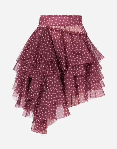 Shop Dolce & Gabbana Short Polka-dot Print Organza Skirt In Pink