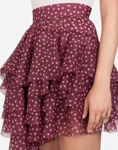 Shop Dolce & Gabbana Short Polka-dot Print Organza Skirt In Pink