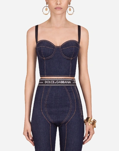 Shop Dolce & Gabbana Denim Corset In Blue