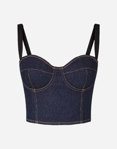 Shop Dolce & Gabbana Denim Corset In Blue