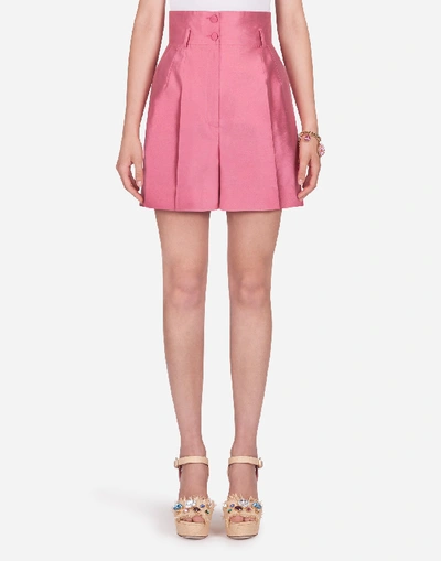 Shop Dolce & Gabbana High-waisted Shantung Shorts In Pink