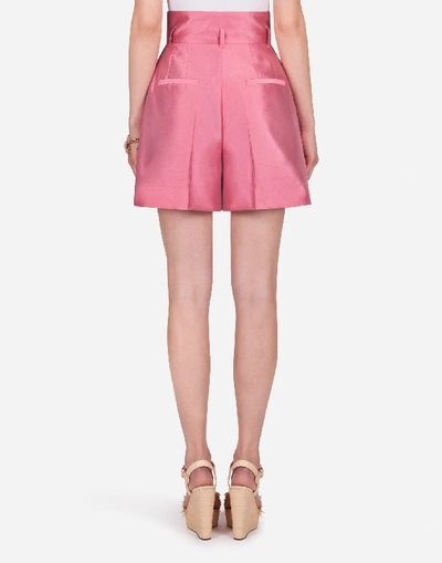 Shop Dolce & Gabbana High-waisted Shantung Shorts In Pink