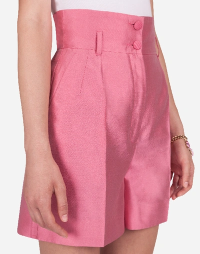 Shop Dolce & Gabbana High-waisted Shantung Shorts In Pink