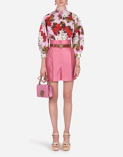 Shop Dolce & Gabbana High-waisted Shantung Shorts In Pink