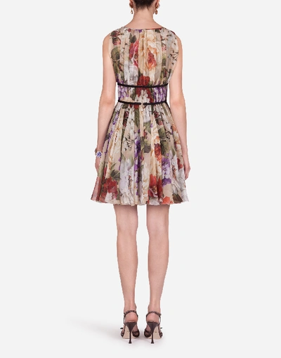 Shop Dolce & Gabbana Short Sleeveless Floral-print Chiffon Dress In Floral Print