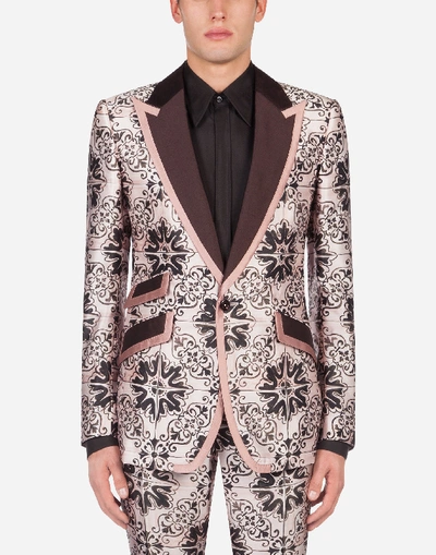 Shop Dolce & Gabbana Majolica Jacquard Sicilia-fit Tuxedo Jacket