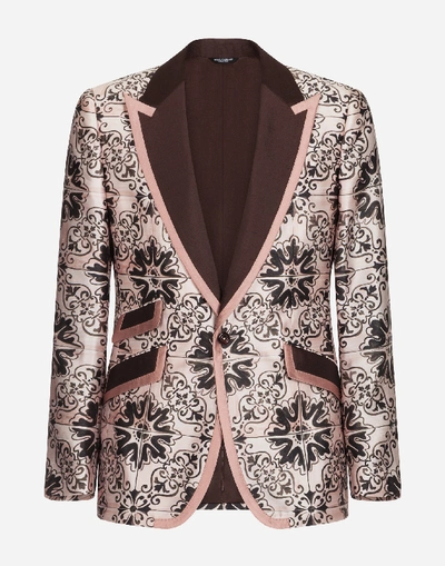 Shop Dolce & Gabbana Majolica Jacquard Sicilia-fit Tuxedo Jacket