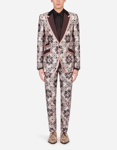 Shop Dolce & Gabbana Majolica Jacquard Sicilia-fit Tuxedo Jacket