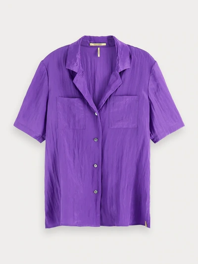 Shop Scotch & Soda Short Sleeved Hawaii Shirt In Purple