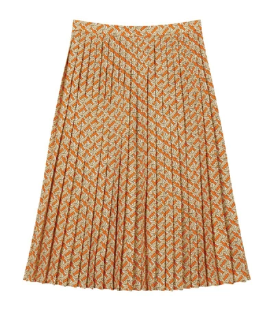 Shop Burberry Pleated Tb Monogram Skirt