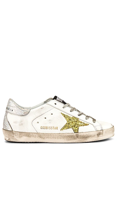 Shop Golden Goose Superstar Sneaker In White, Gold Glitter & Silver