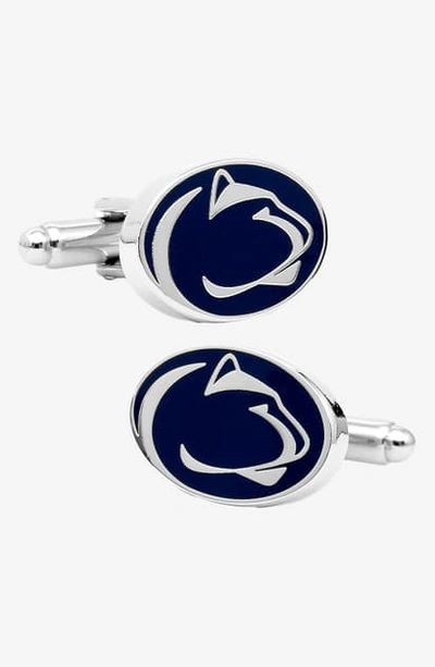 Shop Cufflinks, Inc 'penn State University Nittany Lions' Cuff Links In Navy/ Silver