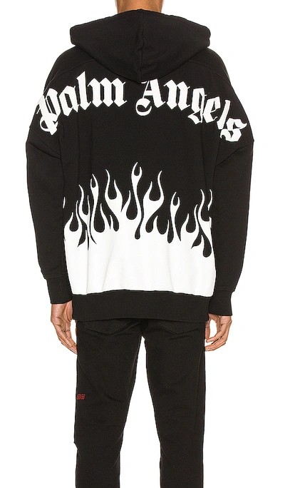 Shop Palm Angels Burning Logo Hoodie In Black & White