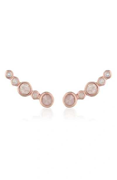 Shop Monica Vinader Siren Ear Climbers In Rose Gold