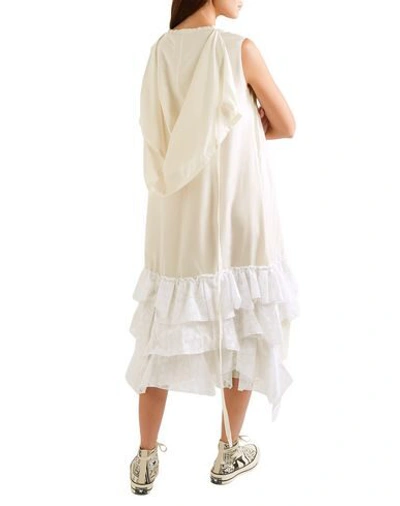 Shop Jw Anderson Woman Midi Dress Ivory Size 4 Cupro, Cotton In White