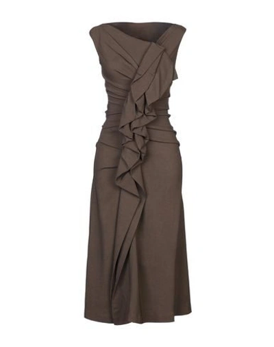 Shop Plein Sud Midi Dress In Dark Brown