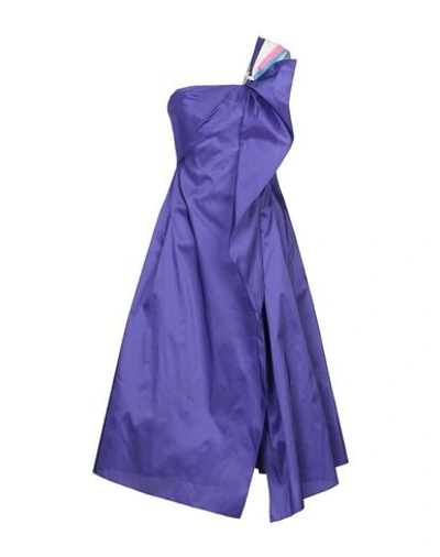 Shop Peter Pilotto Woman Midi Dress Purple Size 2 Polyester, Silk
