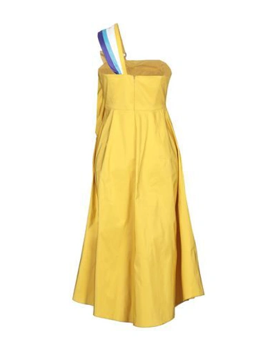 Shop Peter Pilotto Woman Midi Dress Yellow Size 2 Polyester, Silk