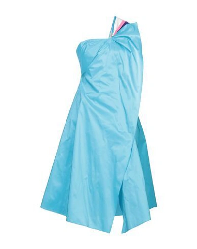 Shop Peter Pilotto Woman Midi Dress Azure Size 4 Polyester, Silk In Blue