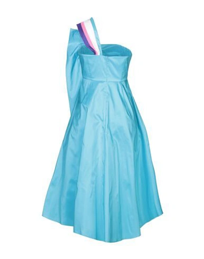 Shop Peter Pilotto Woman Midi Dress Azure Size 6 Polyester, Silk In Blue