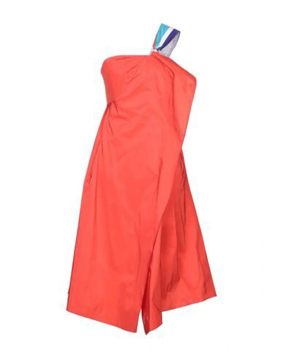 Shop Peter Pilotto Woman Midi Dress Orange Size 8 Polyester, Silk
