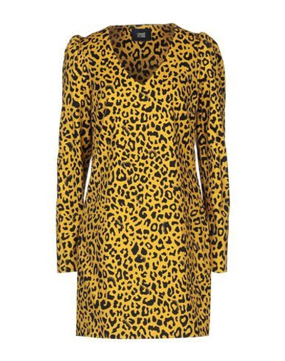 Shop Cavalli Class Woman Mini Dress Ocher Size 4 Cotton, Elastane In Yellow