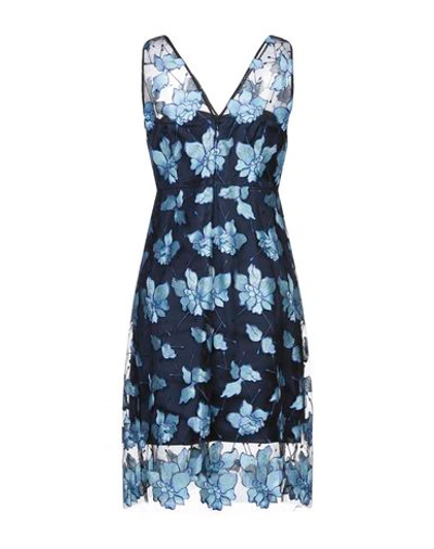 Shop Elie Tahari Knee-length Dresses In Dark Blue