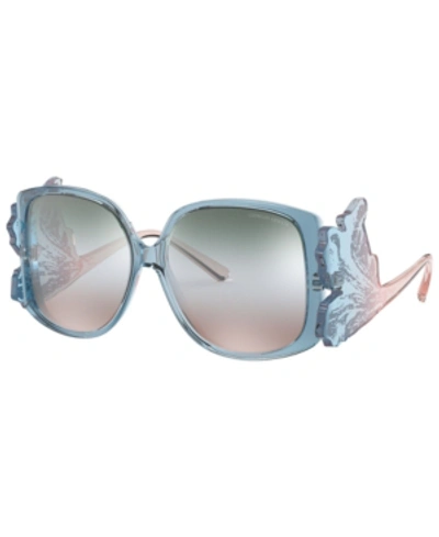 Shop Giorgio Armani Women's Sunglasses In Azure/grad Green Brown Mirr Sil Int