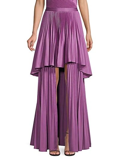 Shop Flor Et.al Campeche Pleated Maxi Skirt In Mulberry