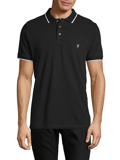 Shop French Connection Cotton Polo Shirt In Black White