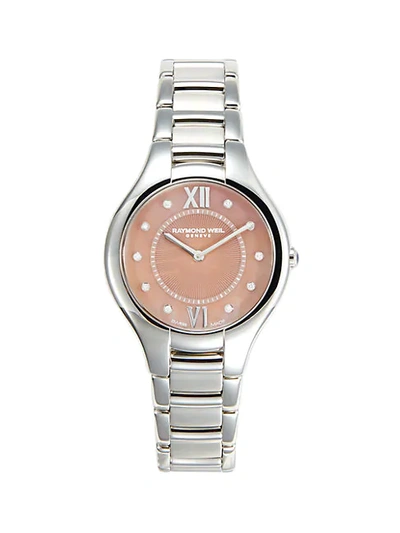 Shop Raymond Weil Noemia Diamond & Mother-of-pearl Stainless Steel Bracelet Watch
