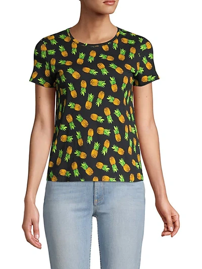 Shop Alice And Olivia Lyn Pineapple Print T-shirt In Pineapple Black