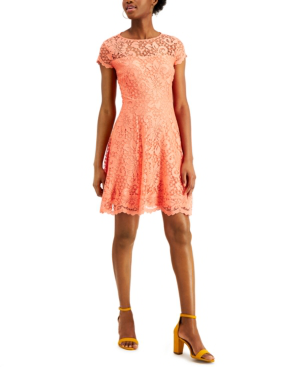 floral lace fit and flare dress