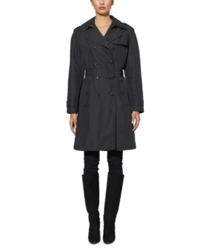 Shop Kate Spade Double-breasted Belted Trench Coat In Black