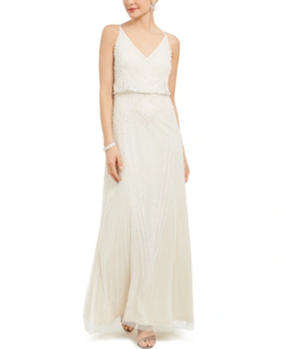 Shop Adrianna Papell Embellished Blouson Gown In Ivory