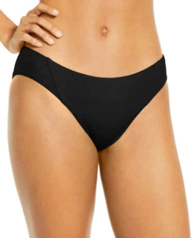 Shop Becca Ribbed Hipster Bikini Bottoms Women's Swimsuit In Black