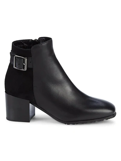 Shop Aquatalia Charlene Leather & Suede Square-toe Booties In Black