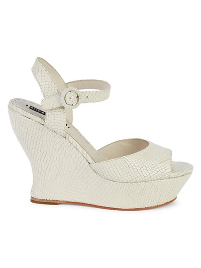 Shop Alice And Olivia Women's Jana Aramis Embossed Leather Platform Sandals In Cream