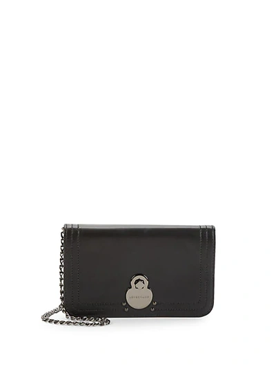 Shop Longchamp Leather Crossbody Wallet In Black