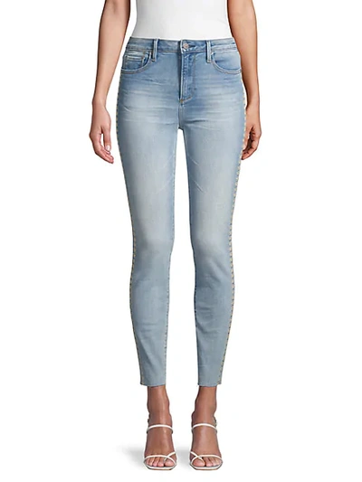 Shop Driftwood Jackie High-rise Floral-embroidered Jeans In Light Wash