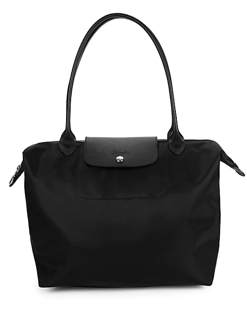 Longchamp Top-zip Foldover Tab Shoulder Bag In Black | ModeSens