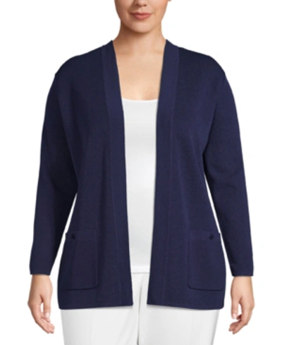 Shop Anne Klein Plus Size Open-front Patch-pocket Cardigan In Distant Mountain