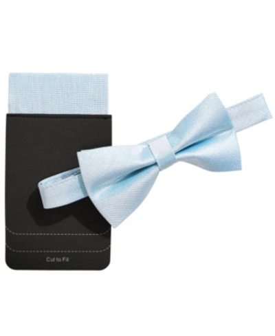 Shop Tallia Men's Shimmer Bow Tie & Pocket Square In Blue